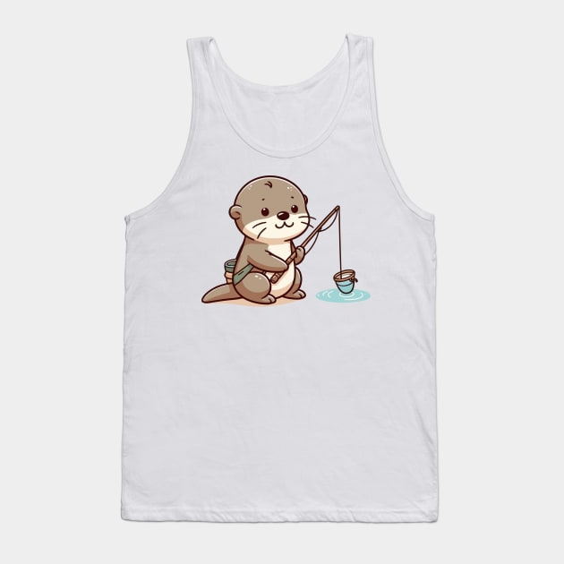 Cute otter Fishing Tank Top by fikriamrullah